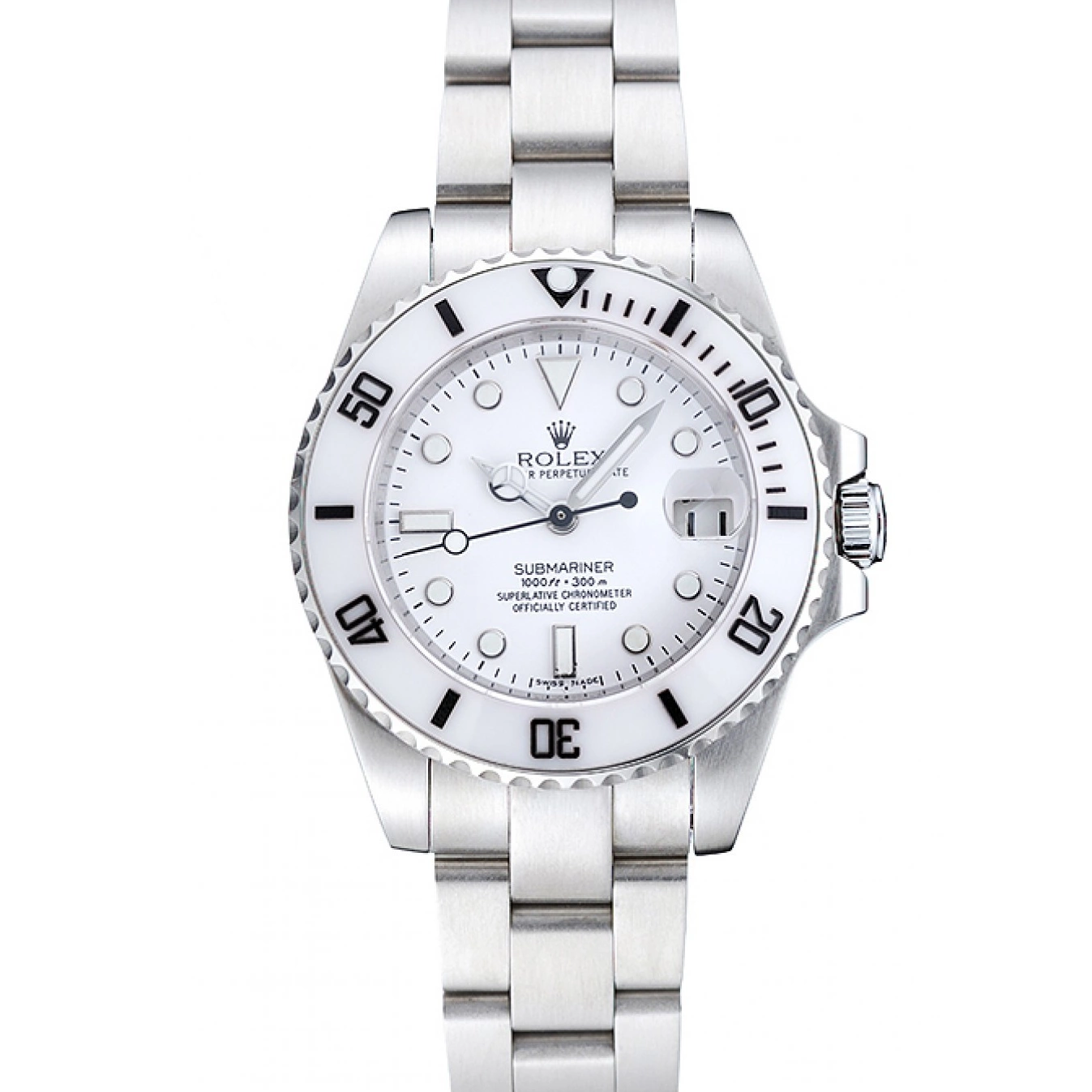 Aaa replica watch Dial Rolex White Steel Submariner Stainless Bracelet 1454152 0802